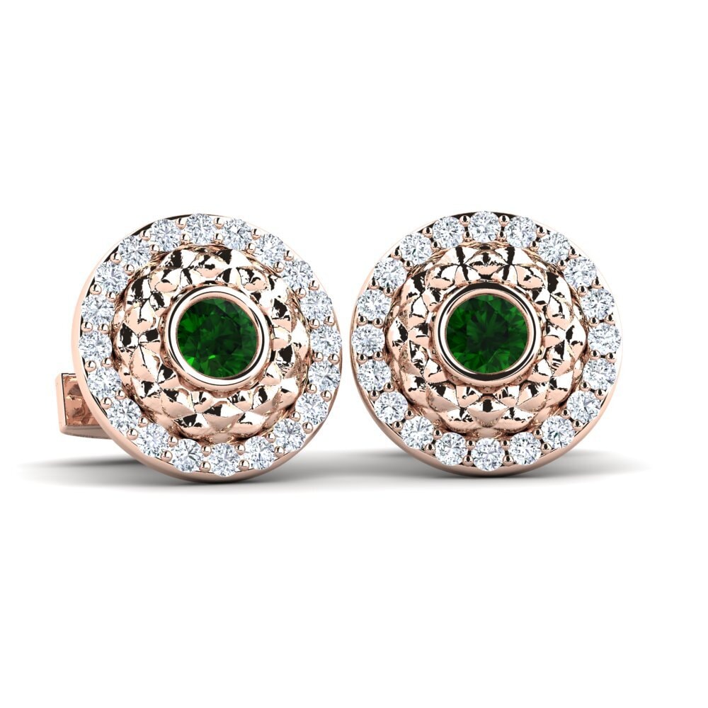 14ct Rose Gold Green Tourmaline Cufflink Boltund