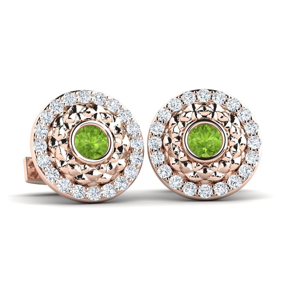 14ct Rose Gold Peridot Cufflink Boltund