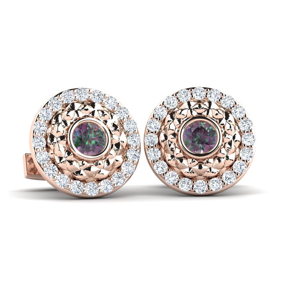 14ct Rose Gold Mystic Topaz Cufflink Boltund