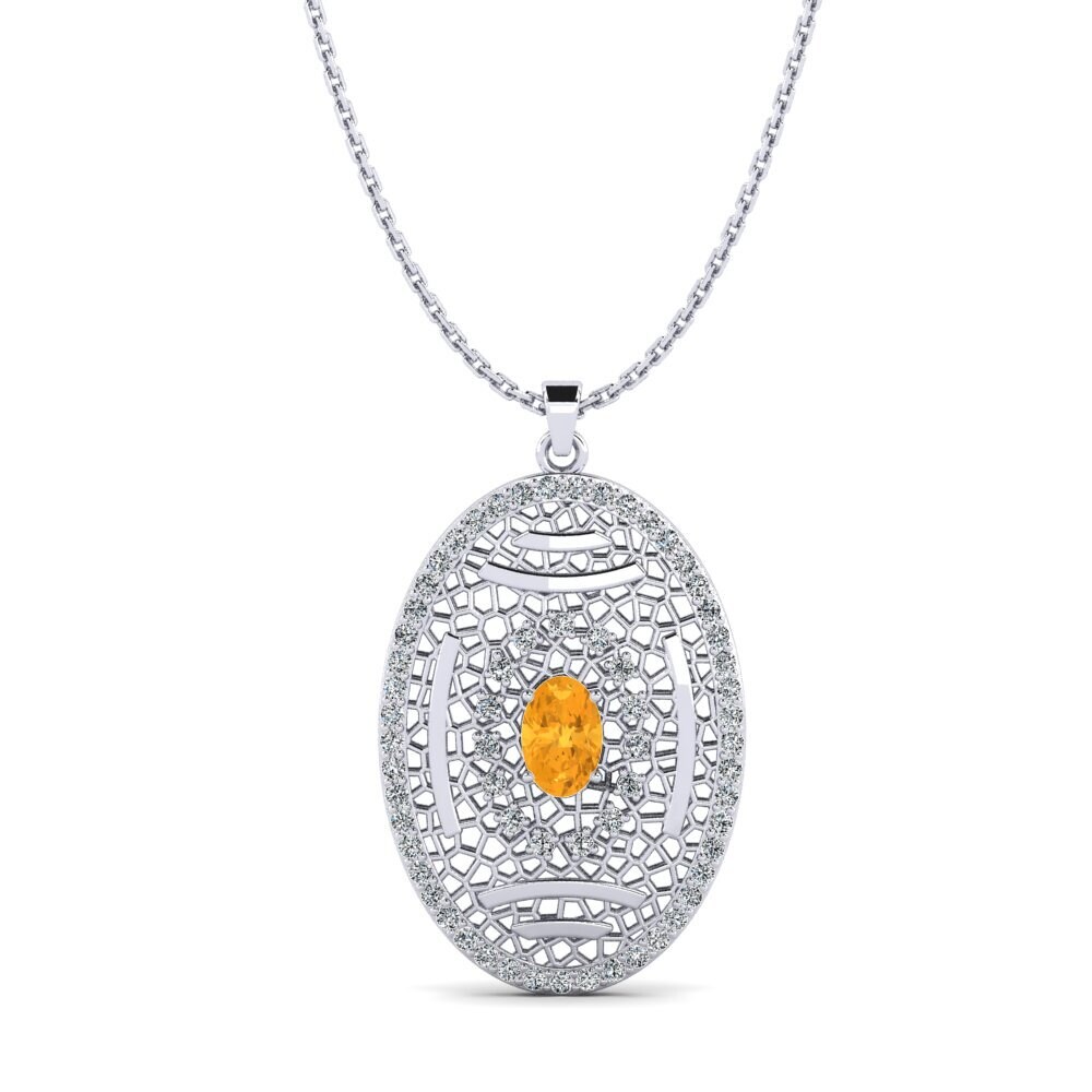 Oval Citrine Women's Pendant Bomber