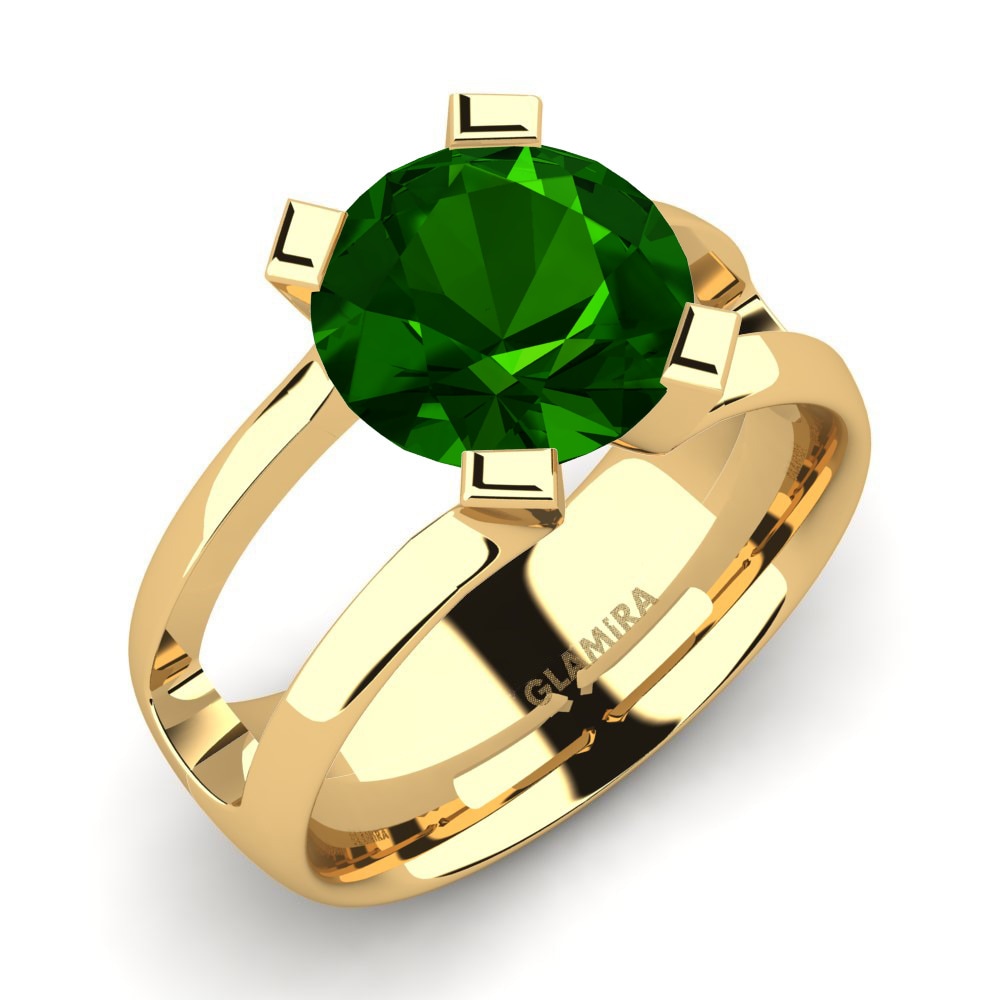 圓形 綠色碧璽 訂婚戒指 Bona 3.0 crt
