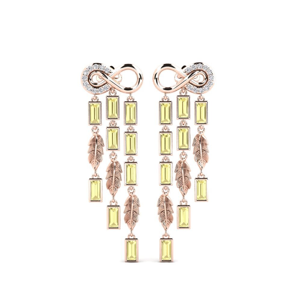 14ct Rose Gold Yellow Sapphire Women's Earring Bonasavoir
