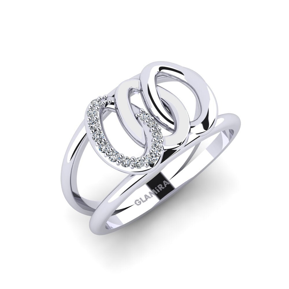 14k Oro Blanco Circonita Anillo Bonisa