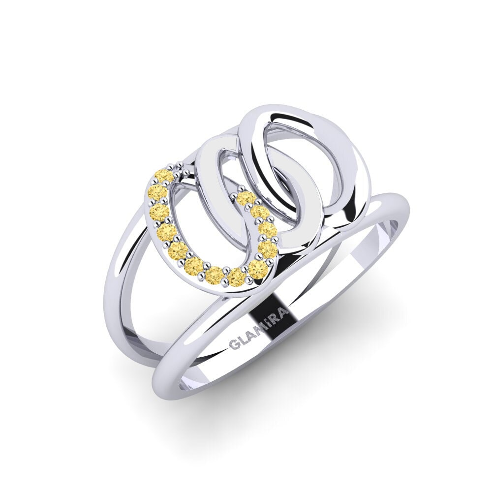 Plata 925 Diamante Amarillo Anillo Bonisa