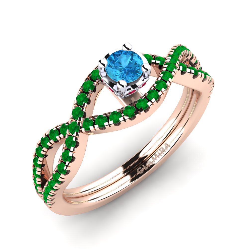 14K Rood & Wit Goud Blauwe Topaas Verlovingsring Bonita 0.16 crt