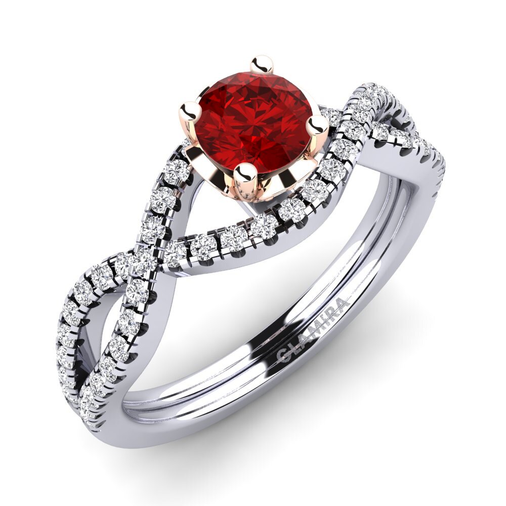 18ct White & Rose Gold Ruby (Lab Created) Engagement Ring Bonita