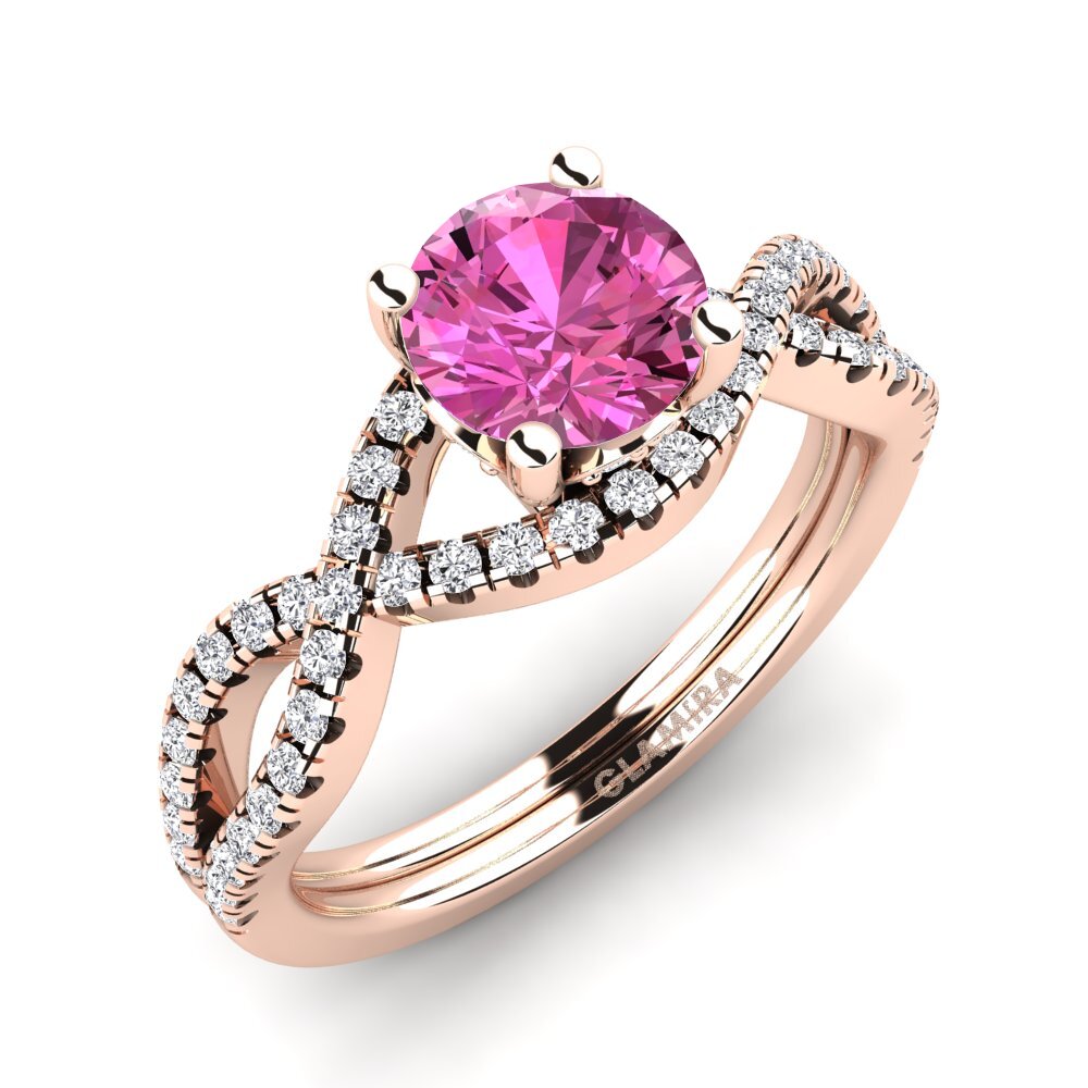 9ct Rose Gold Round Pink Topaz Engagement Ring Bonita crt