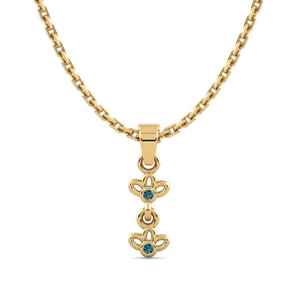 14k Oro Amarillo Diamante Azul Colgante de Mujer Bonkar