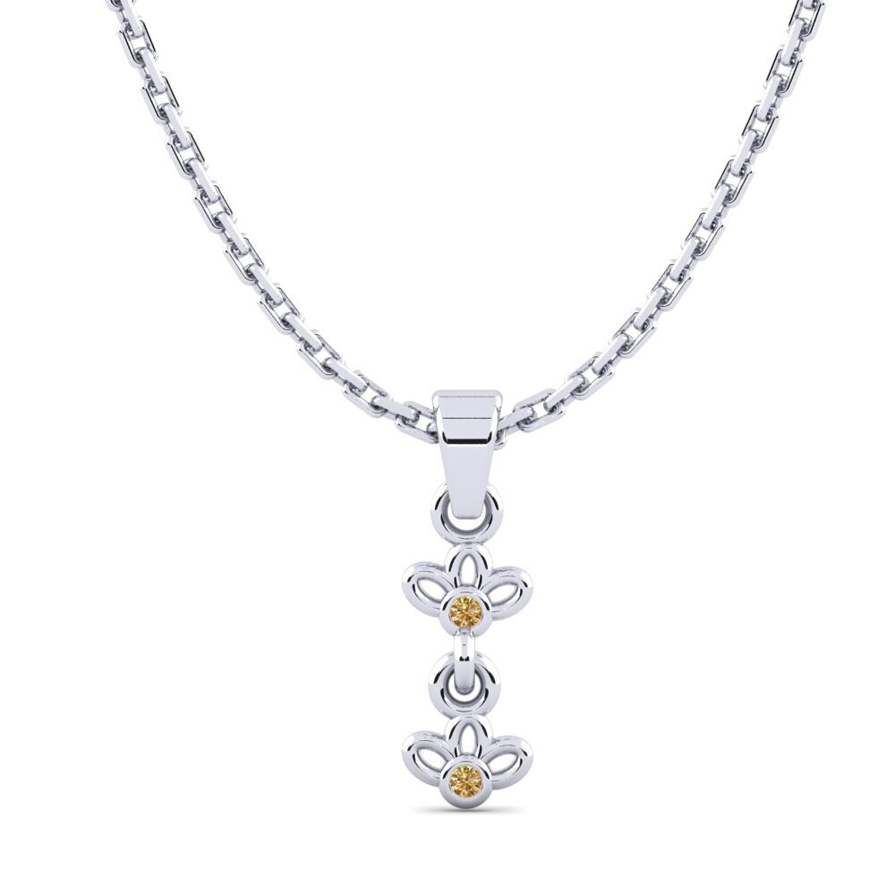 14k Oro Blanco Diamante café Colgante de Mujer Bonkar