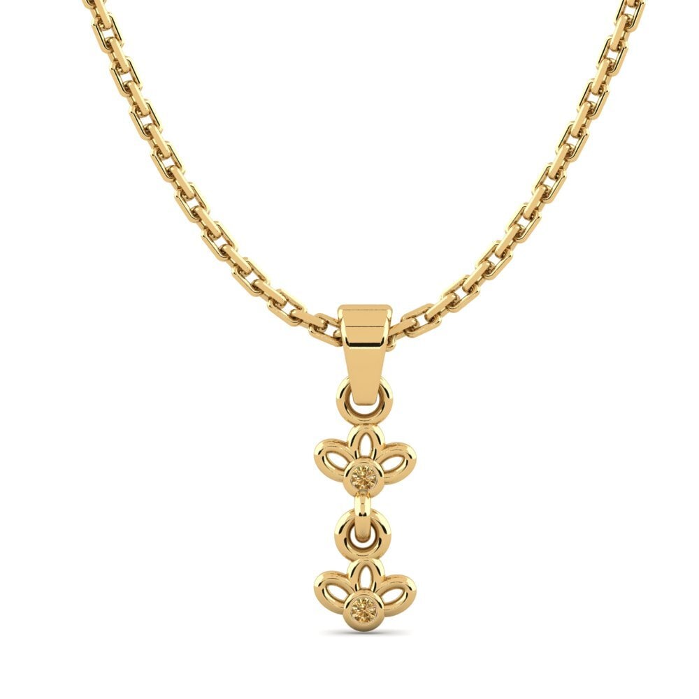 14k Oro Amarillo Diamante café Colgante de Mujer Bonkar