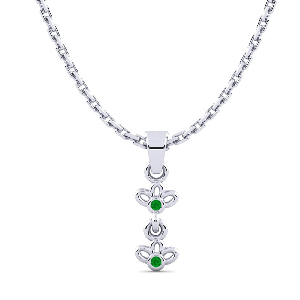 14k Oro Blanco Esmeralda Colgante de Mujer Bonkar