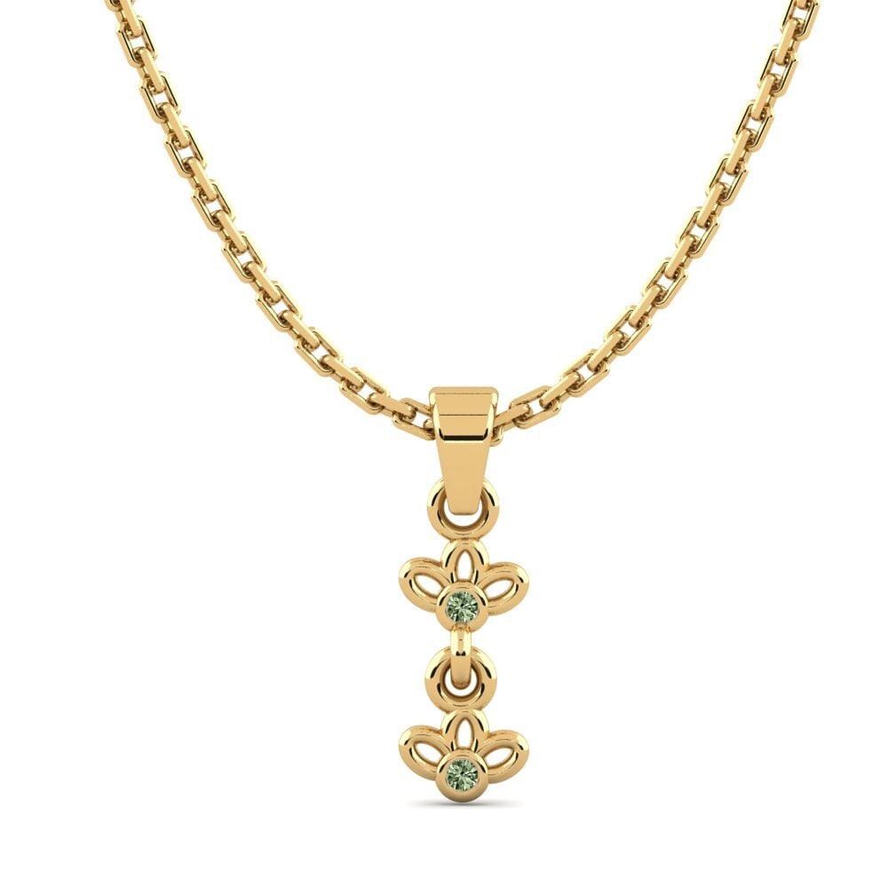 14k Oro Amarillo Diamante Verde Colgante de Mujer Bonkar