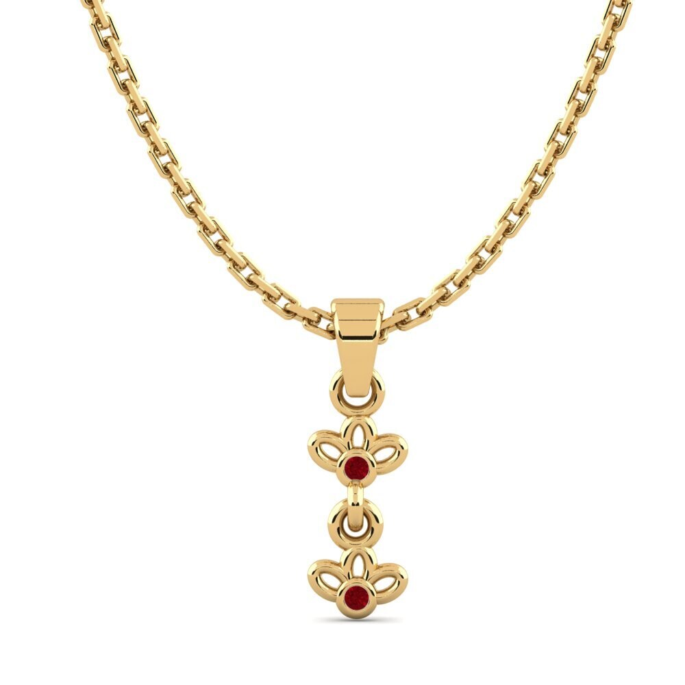 9k Oro Amarillo Circonita Roja Colgante de Mujer Bonkar