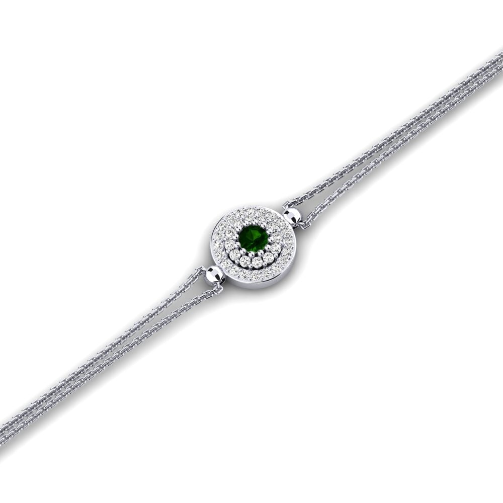 14k White Gold Green Tourmaline Women's Bracelet Bono