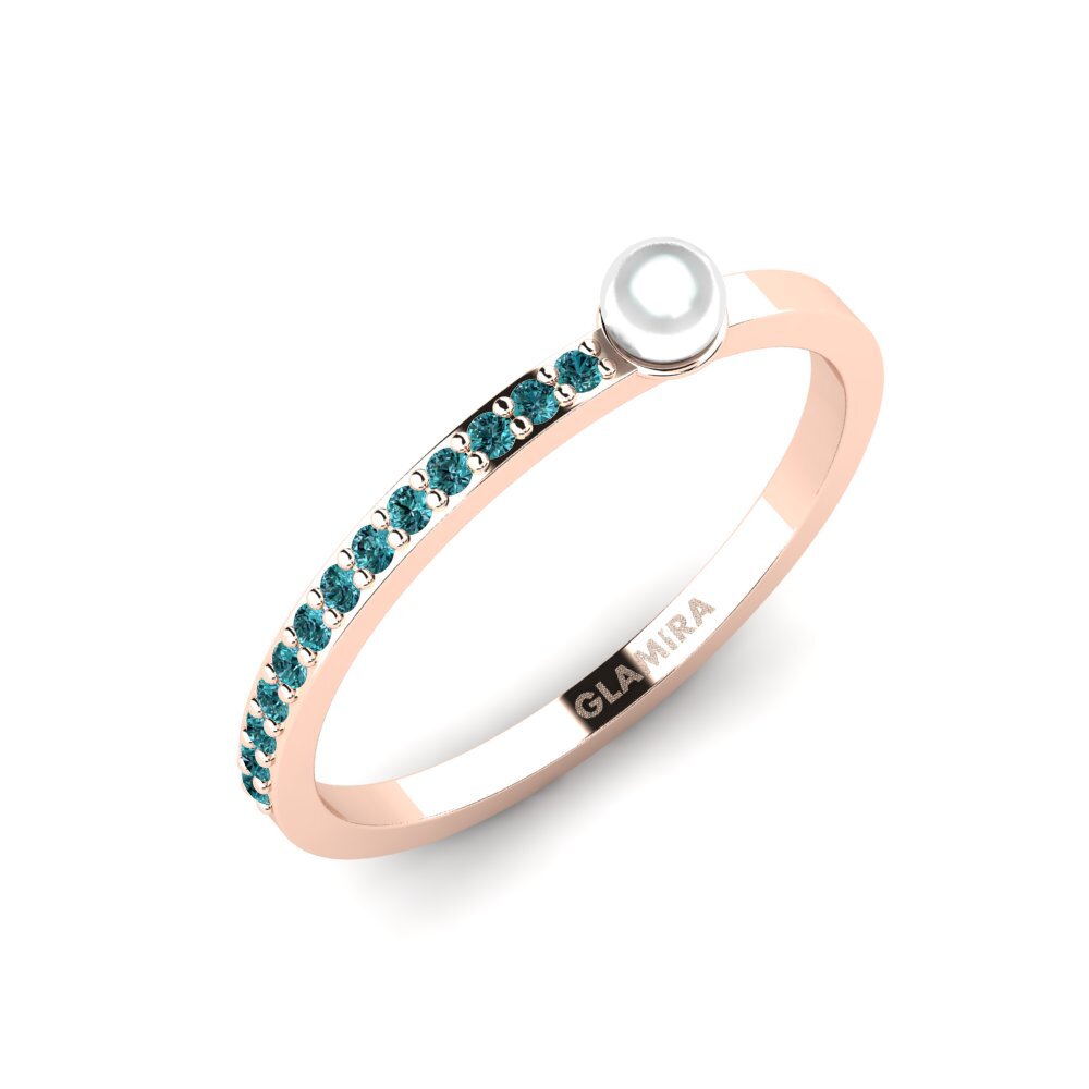 14k Oro Rosa Diamante Azul Anillo Bonyane