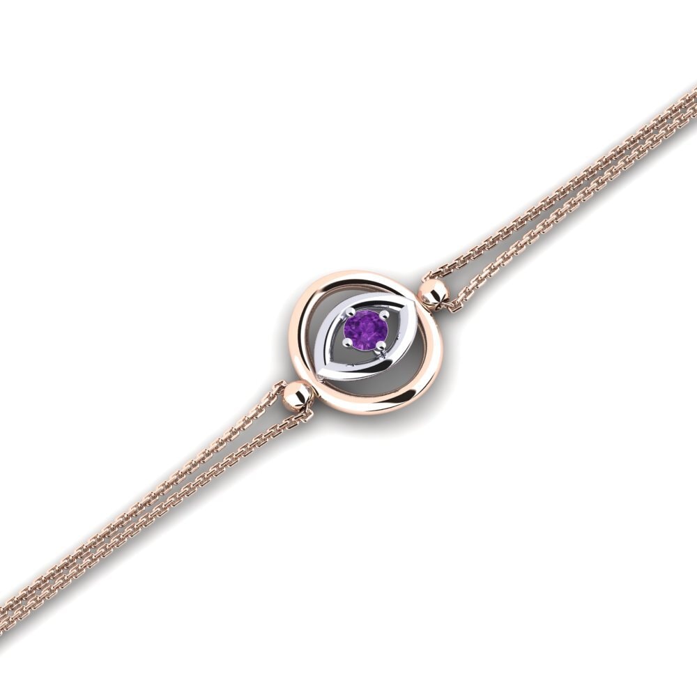 9ct Rose & White Gold Amethyst Women's Bracelet Bopleste