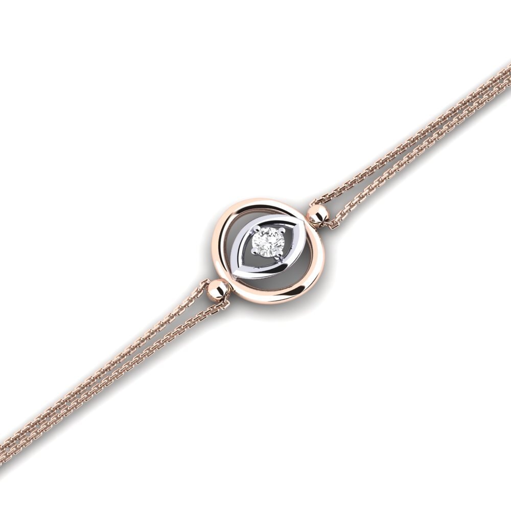 9ct Rose & White Gold White sapphire Women's Bracelet Bopleste