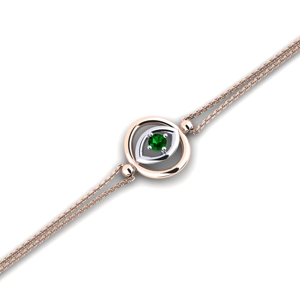 9ct Rose & White Gold Green Zirconia Women's Bracelet Bopleste