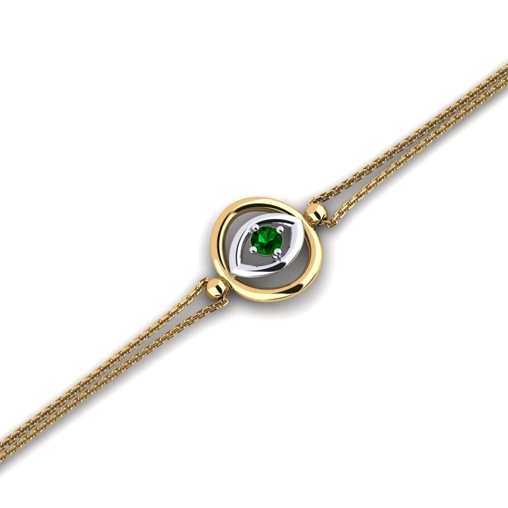 9ct Yellow & White Gold Green Zirconia Women's Bracelet Bopleste