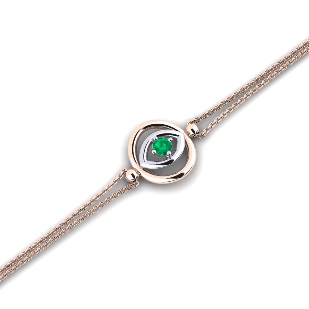 9ct Rose & White Gold Emerald Women's Bracelet Bopleste