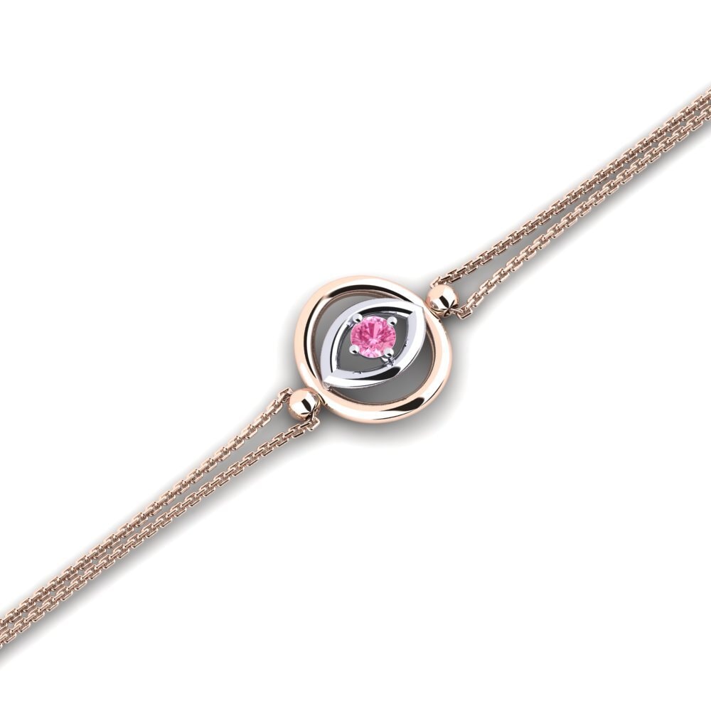 9ct Rose & White Gold Pink Sapphire Women's Bracelet Bopleste