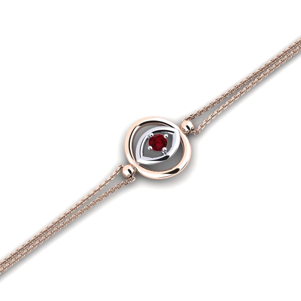 9ct Rose & White Gold Ruby Women's Bracelet Bopleste