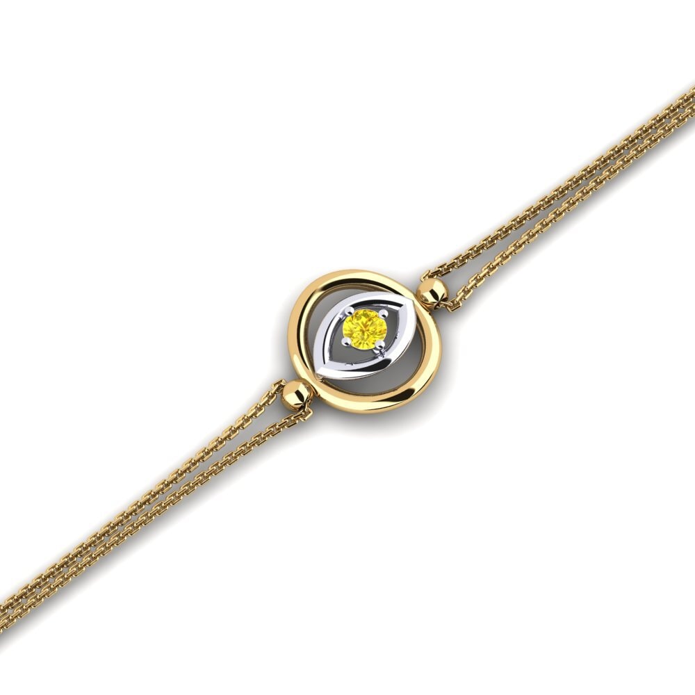 9ct Yellow & White Gold Yellow Sapphire Women's Bracelet Bopleste