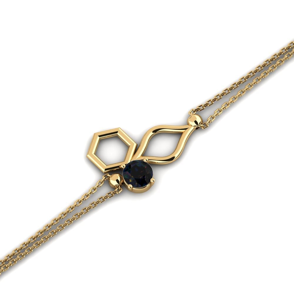14ct Yellow Gold Black Opal Women's Bracelet Borak