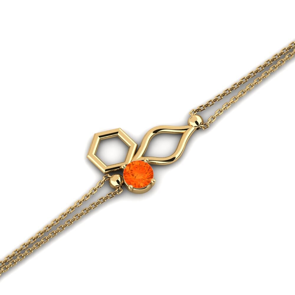 14k Oro Amarillo Ópalo Fuego Pulsera de Mujer Borak