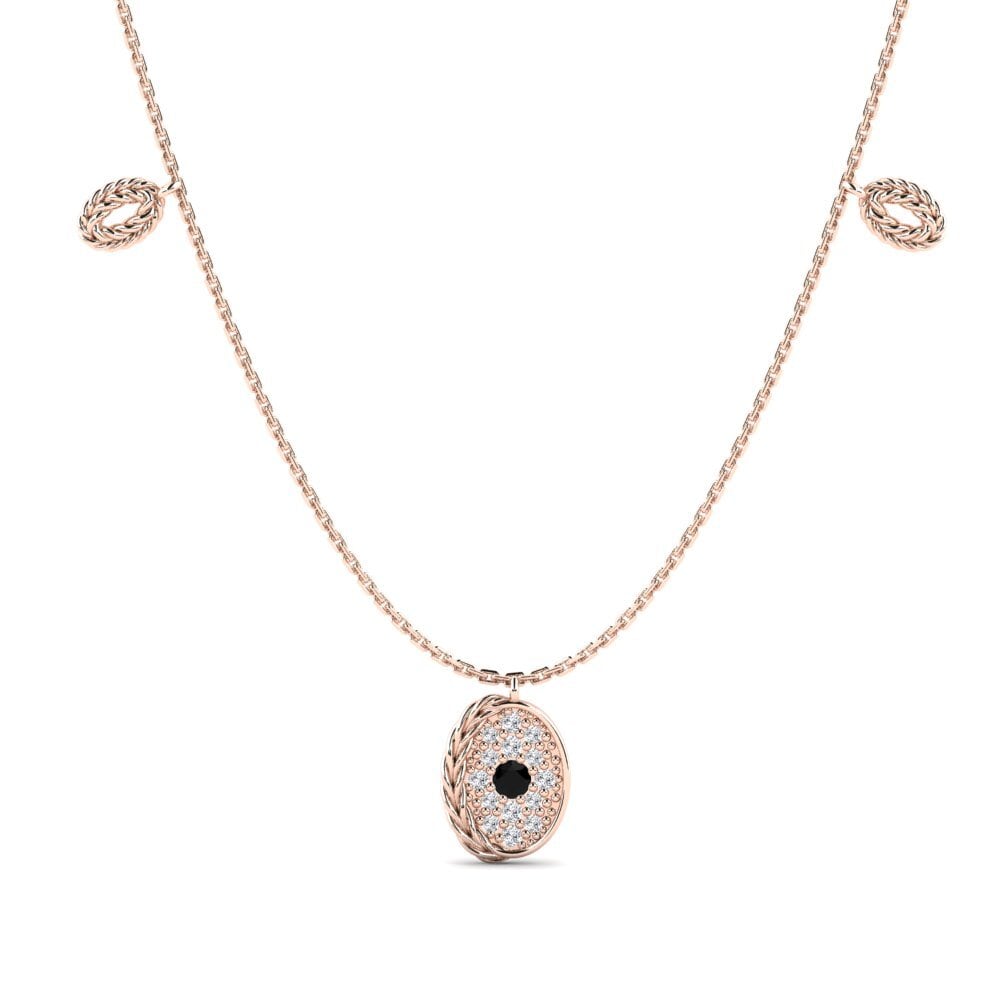 9ct Rose Gold Black Diamond Women's Necklace Borer