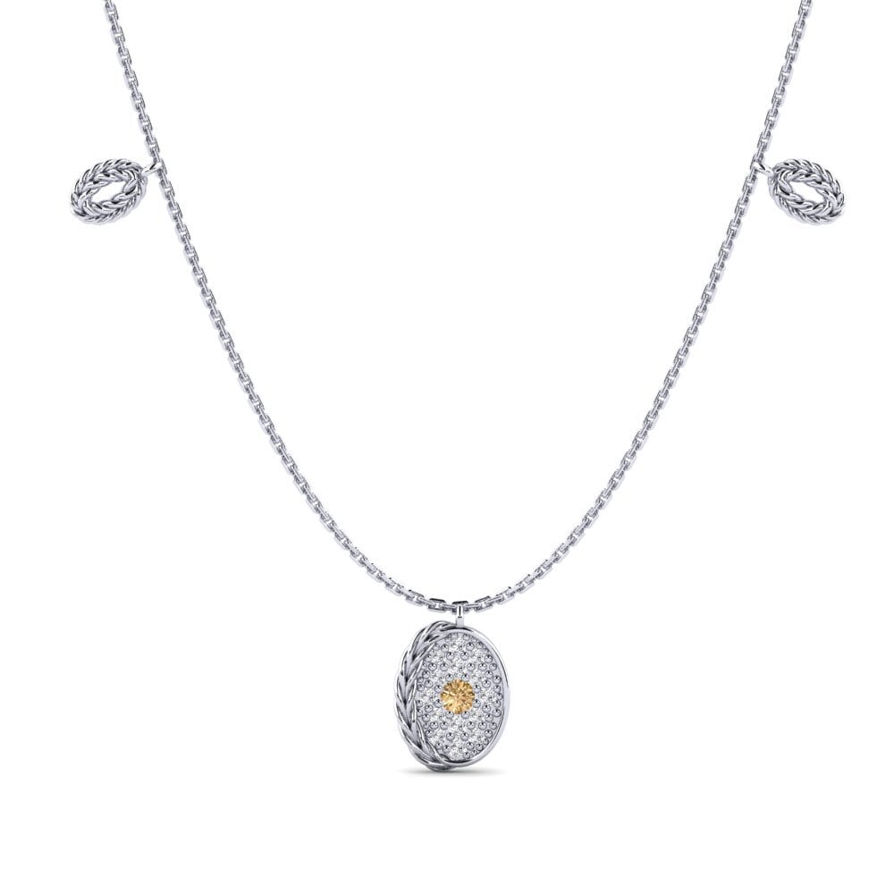 950 Platinum Brown Diamond Women's Necklace Borer