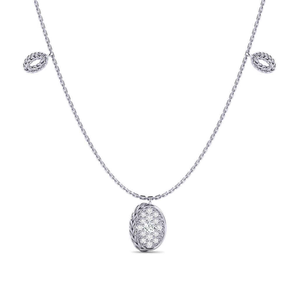 9ct White Gold Zirconia Women's Necklace Borer