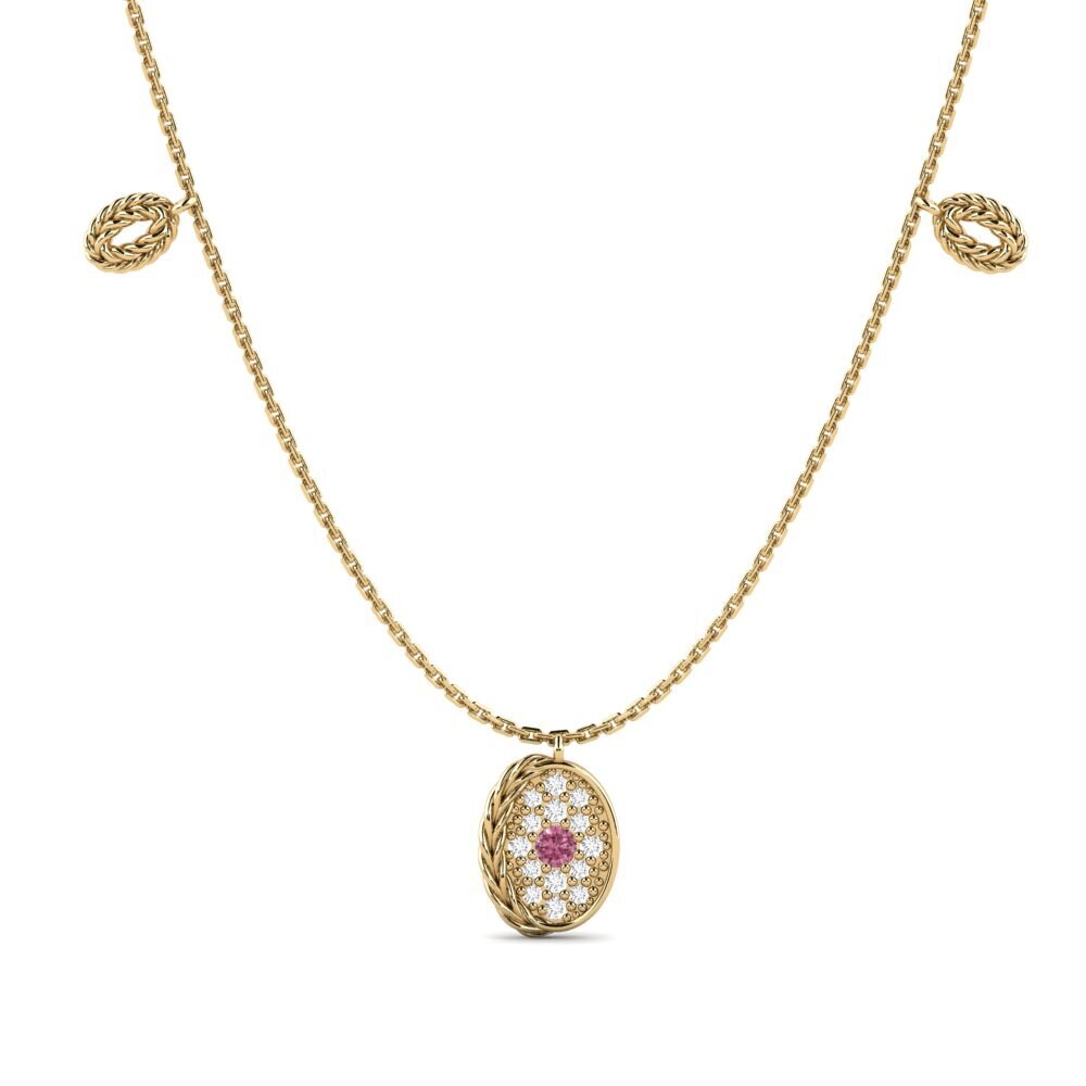 18ct Yellow Gold Rhodolite Garnet Women's Necklace Borer