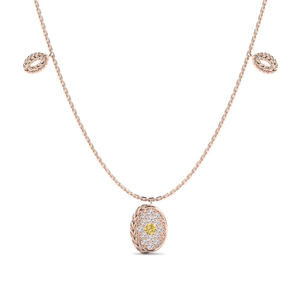 9ct Rose Gold Yellow Diamond Women's Necklace Borer