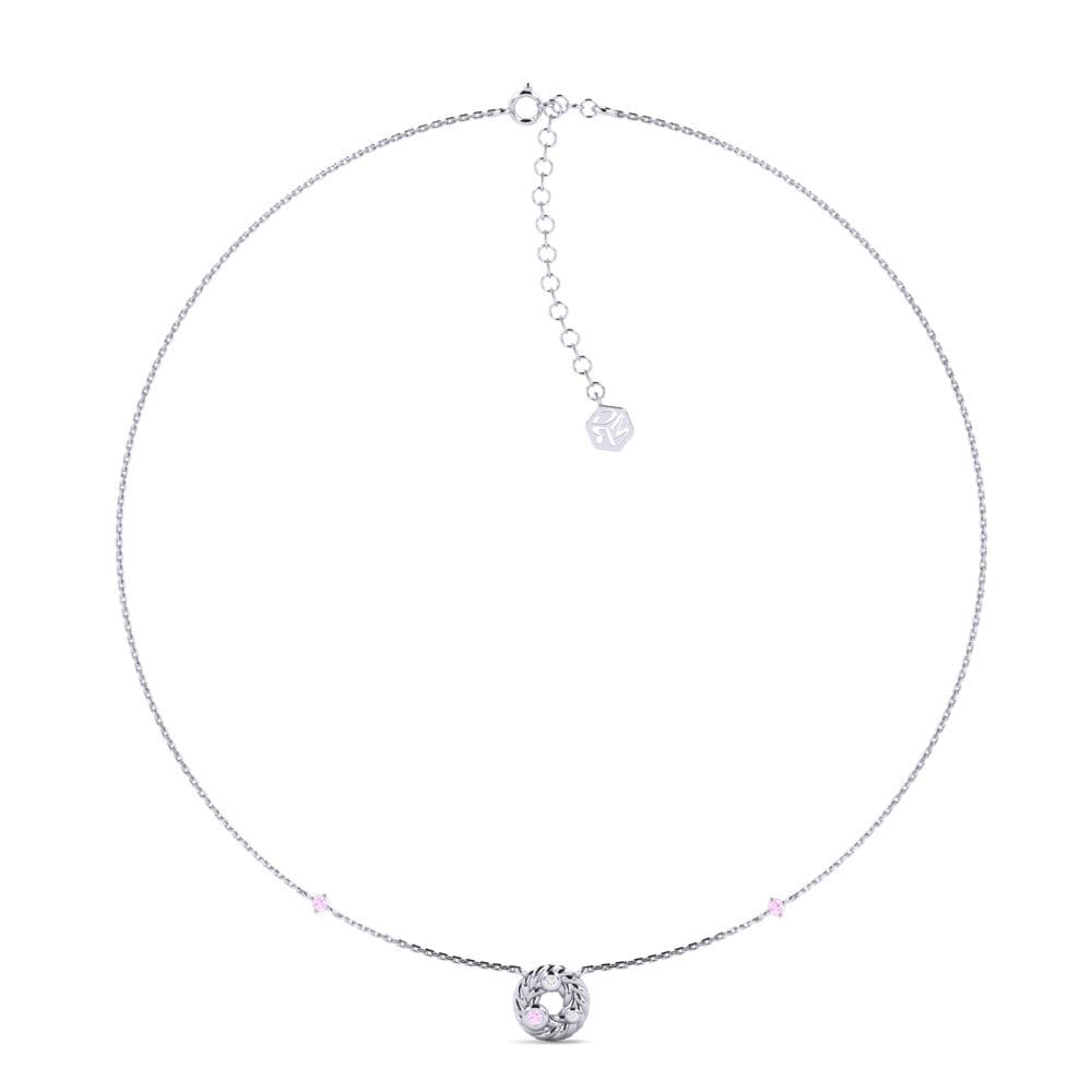 950 Platinum Pink Sapphire Women's Choker Necklace Borjes