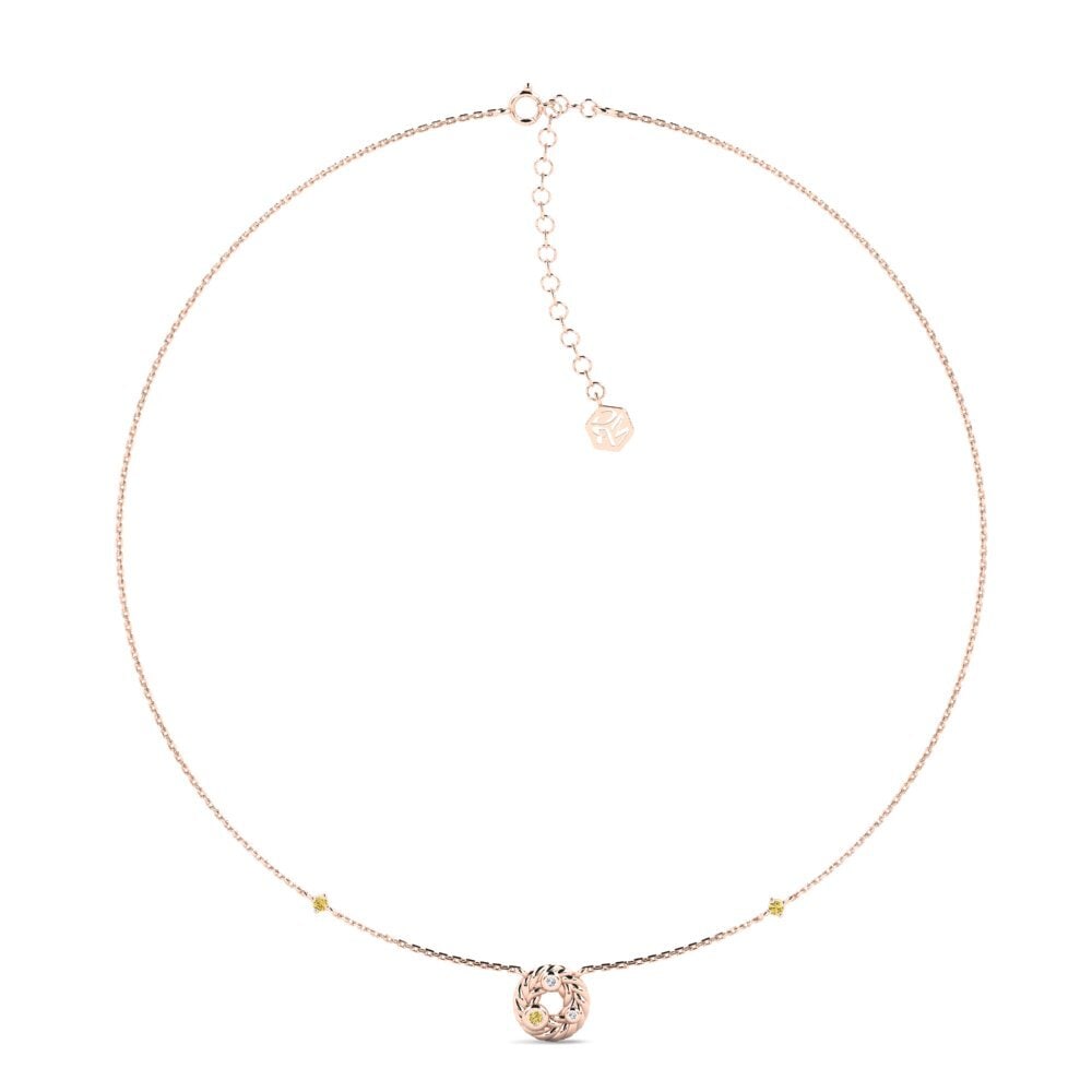 9ct Rose Gold Yellow Diamond Women's Choker Necklace Borjes