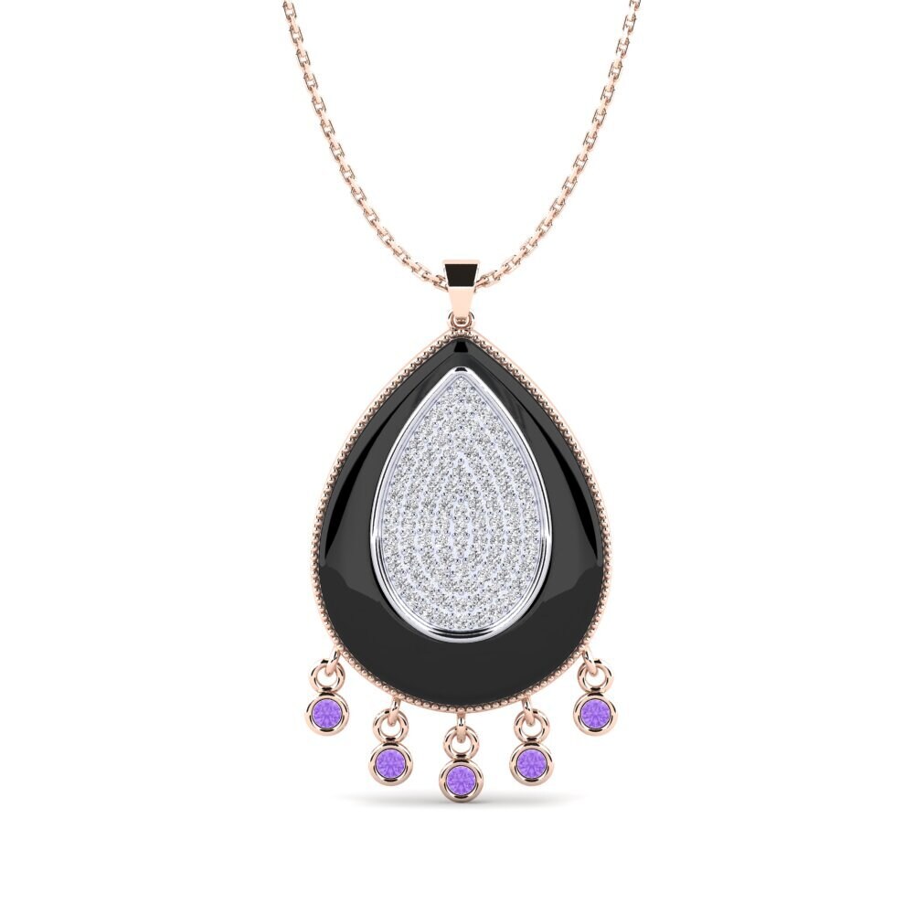 9ct Rose & White Gold Amethyst Women's Pendant Borquez