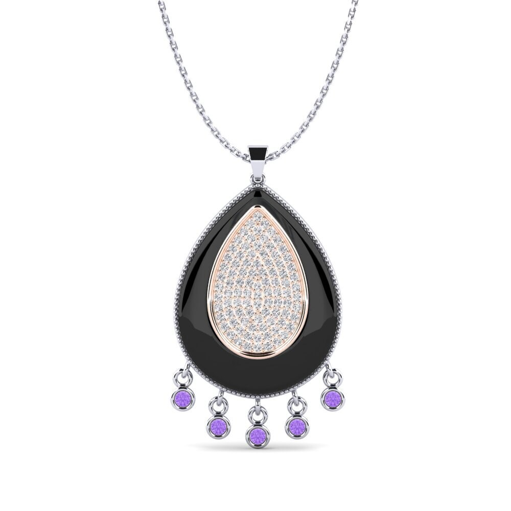 18ct White & Rose Gold Amethyst Women's Pendant Borquez