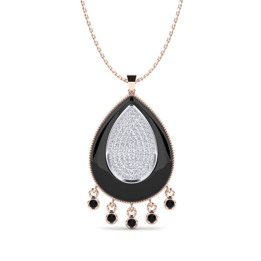 14ct Rose & White Gold Black Onyx Women's Pendant Borquez