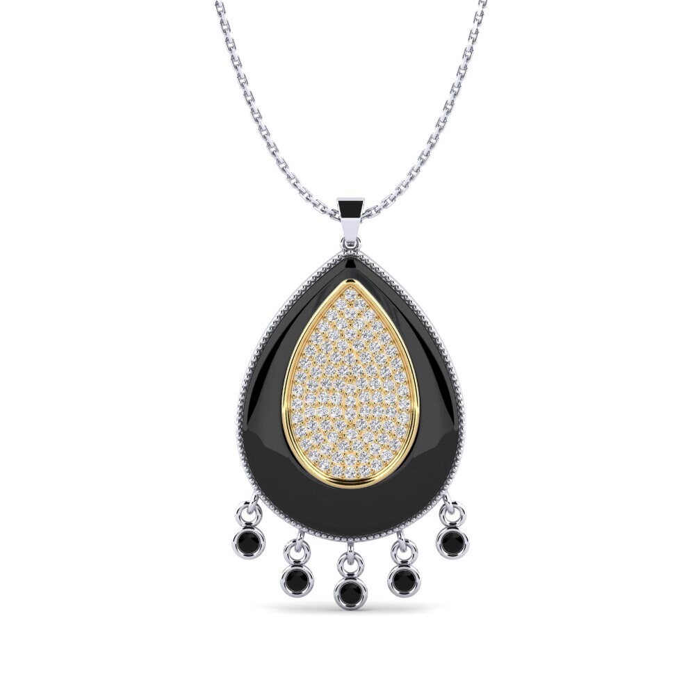 9ct White & Yellow Gold Black Onyx Women's Pendant Borquez
