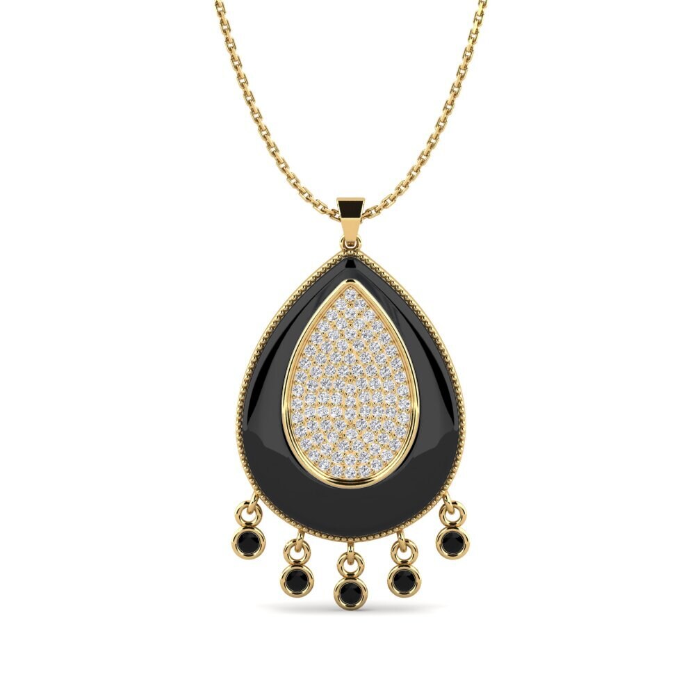 14ct Yellow Gold Black Onyx Women's Pendant Borquez