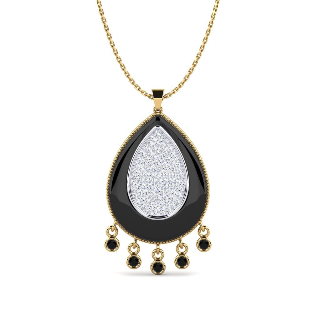 COLGANTES 9k Oro Amarillo & Blanco Diamante Negro Cerámica