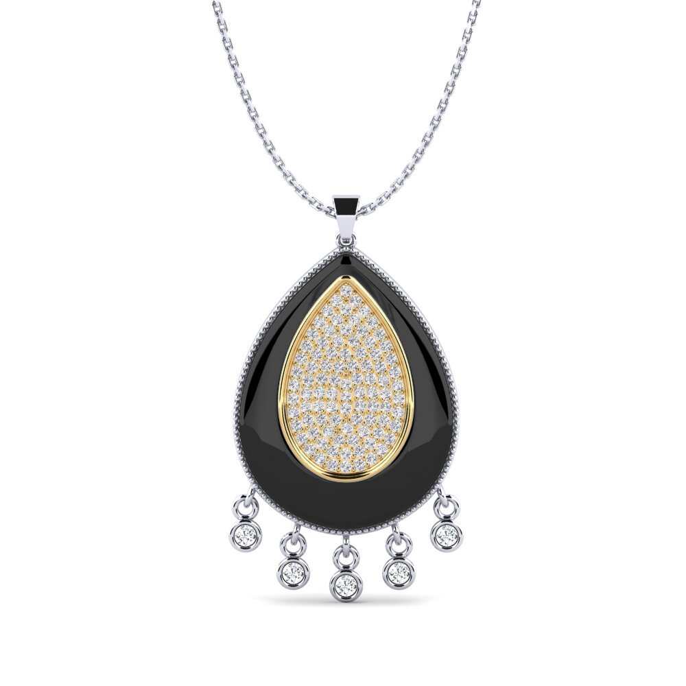 14ct White & Yellow Gold Zirconia Women's Pendant Borquez