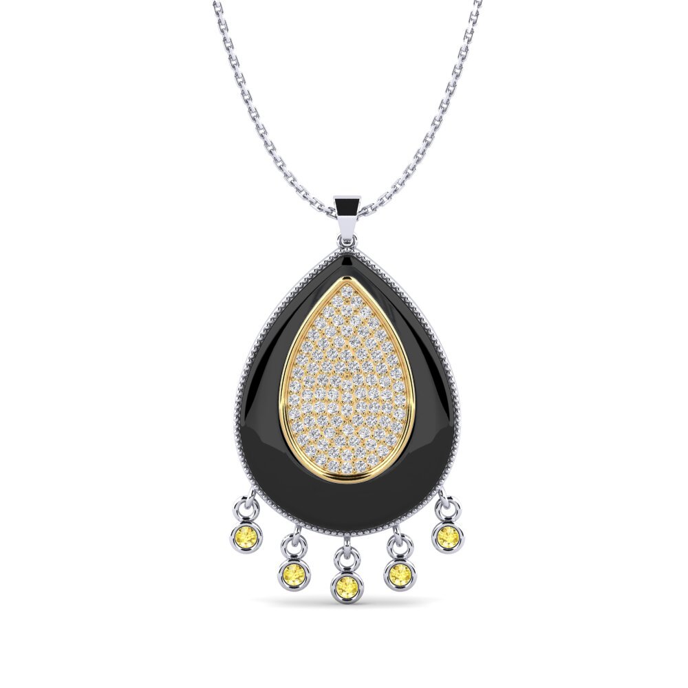 14ct White & Yellow Gold Yellow Sapphire Women's Pendant Borquez