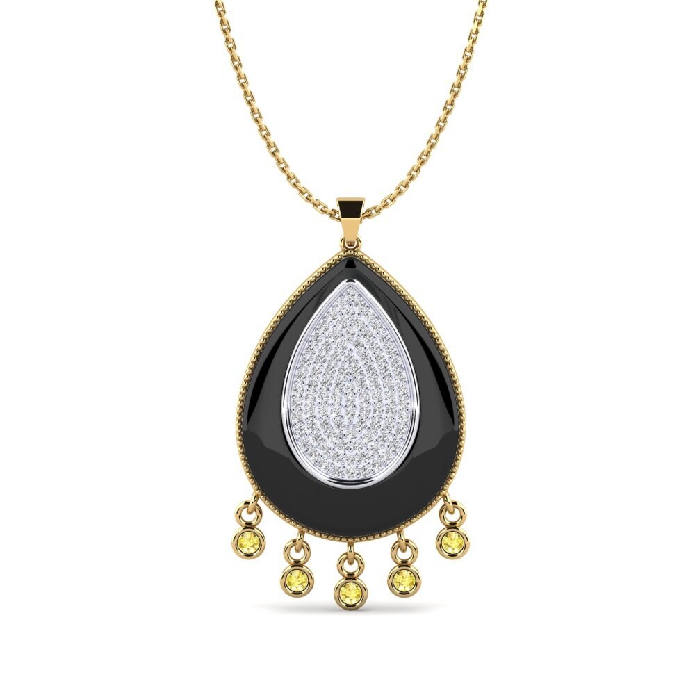 9k Yellow & White Gold Yellow Sapphire Women's Pendant Borquez