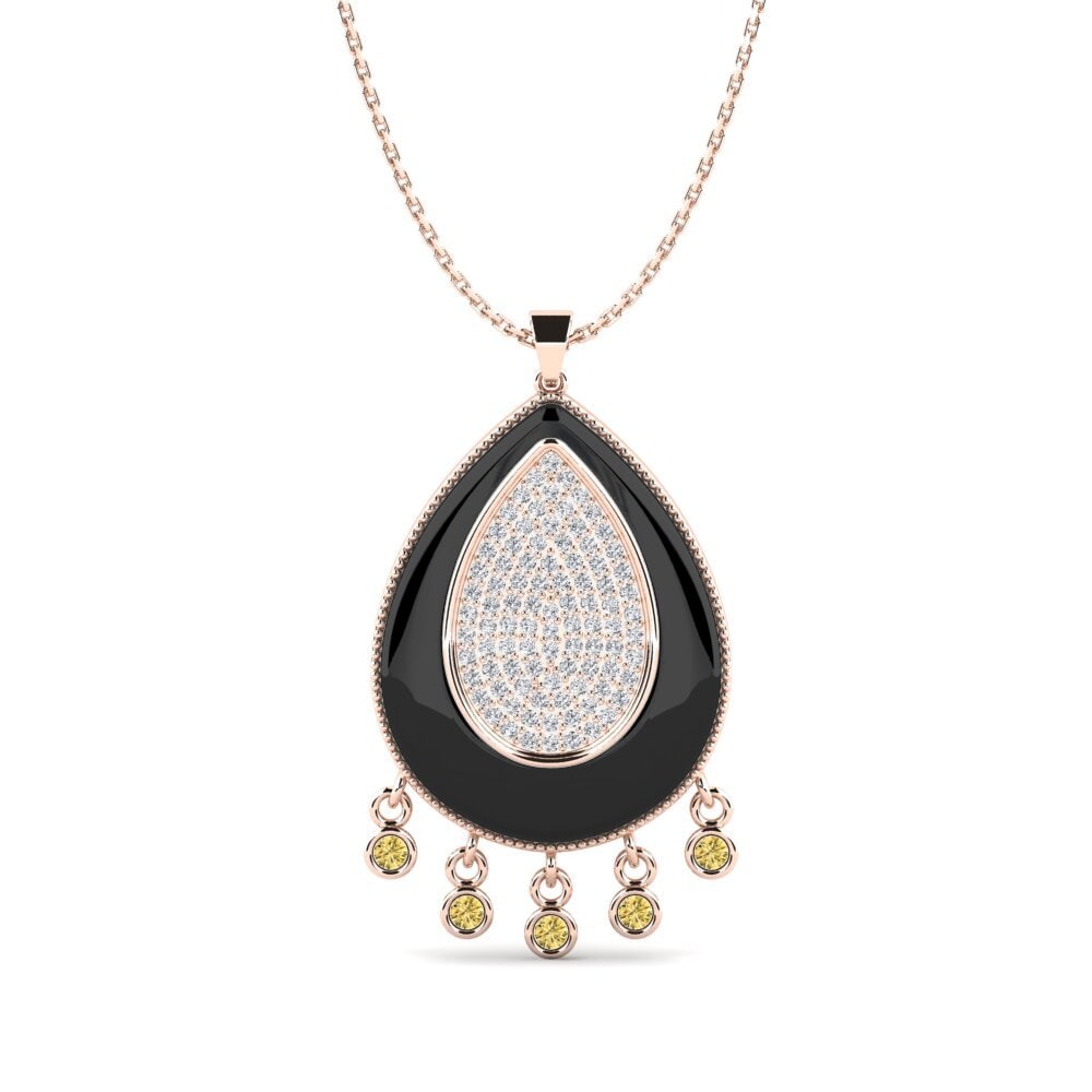 9ct Rose Gold Yellow Diamond Women's Pendant Borquez