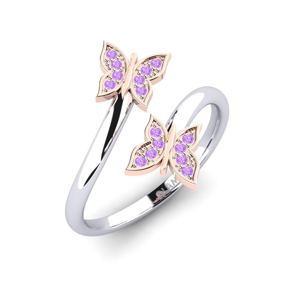 9ct White & Rose Gold Amethyst Ring Boss