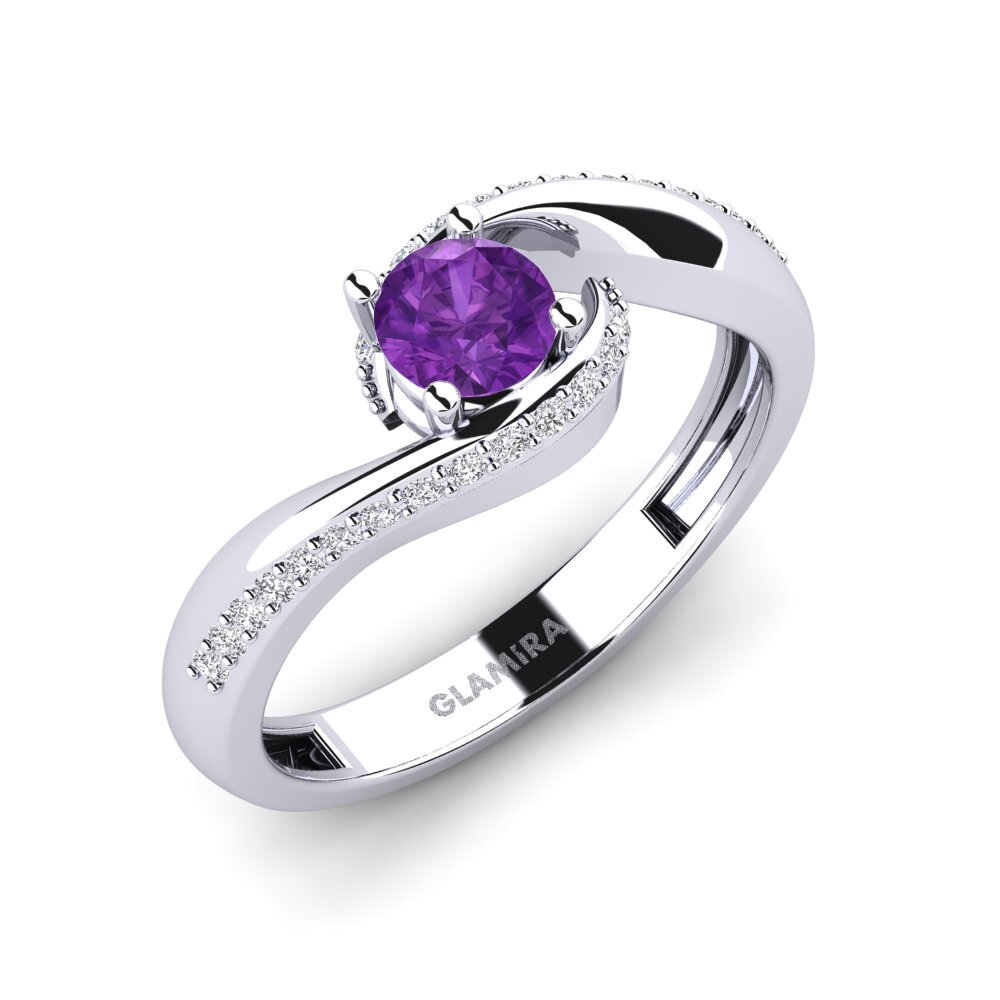 White Silver Amethyst Engagement Ring Bostanget