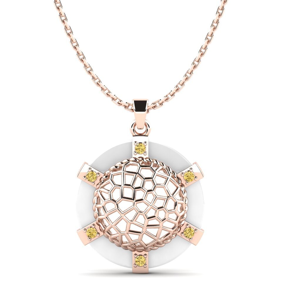 9ct Rose Gold Yellow Diamond Women's Pendant Bosworth