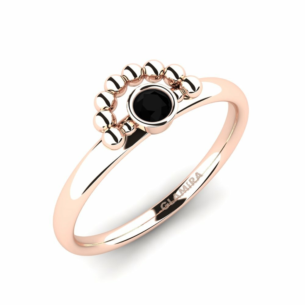 9k Rose Gold Black Onyx Engagement Ring Bourdon